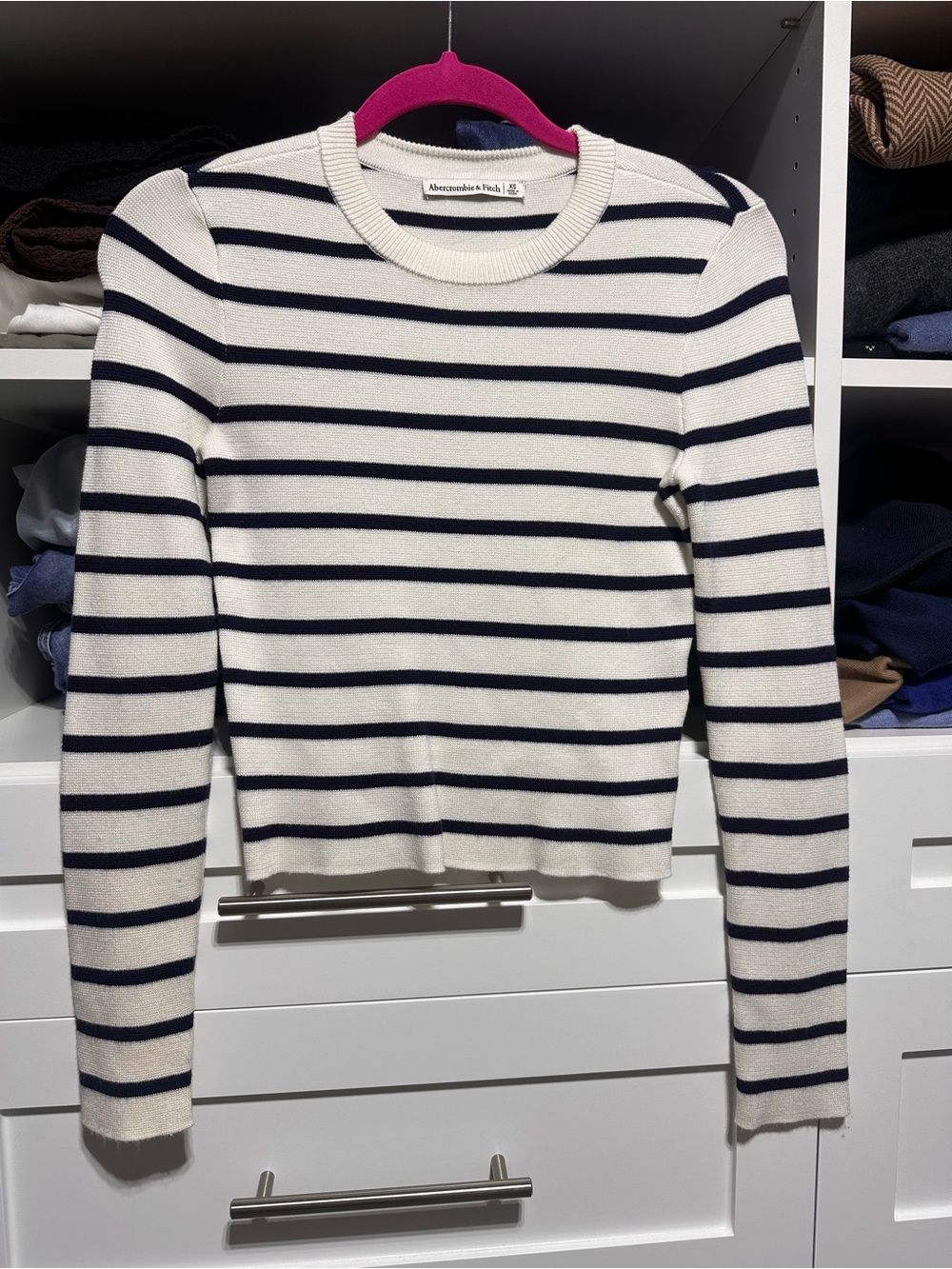 Abercrombie & Fitch Navy Stripe Crewneck